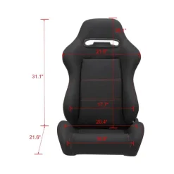 1 Pair Universal Racing Seats for Cars with Dual Lock Sliders