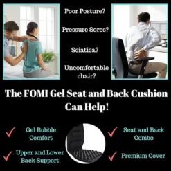 FOMI Premium Gel Cushion & Firm Back Support for Car & Office (2)